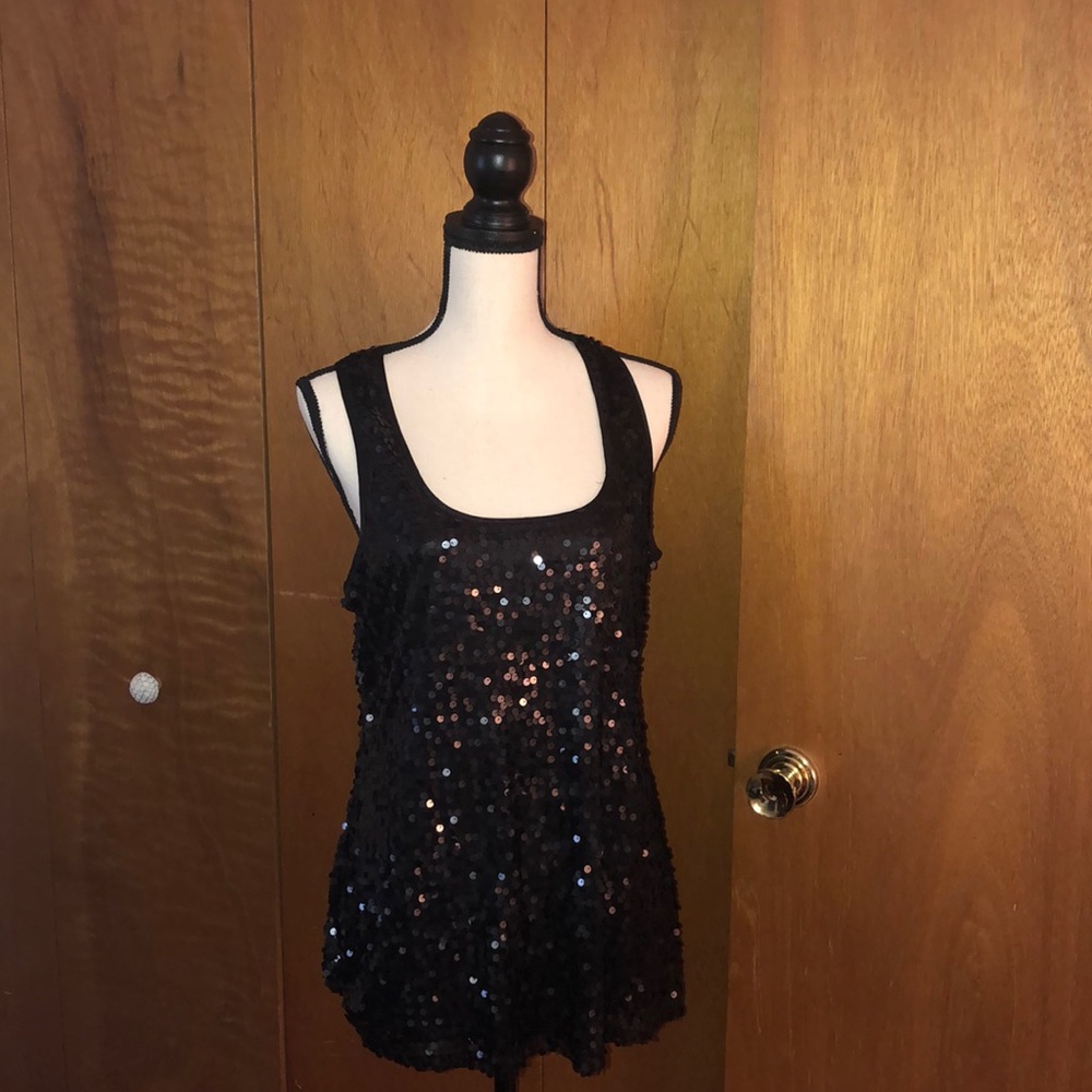 Kenar Large sequined black lined tank top